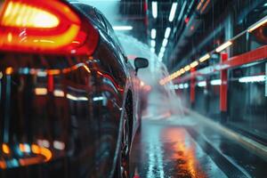 ai gegenereerd automatisch auto wassen in actie foto