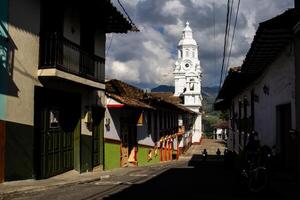 visie van de mooi erfgoed stad- van salamina gelegen Bij de afdeling van calda's in Colombia foto