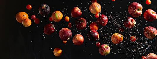 studio-verlicht vallend fruit banier foto