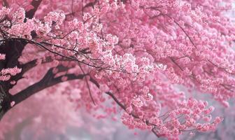 kers bloesem boom in vol bloeien, voorjaar natuur foto