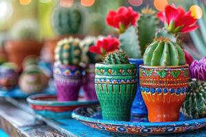 ai gegenereerd Mexicaans cactus buitenshuis. ai gegenereerd foto