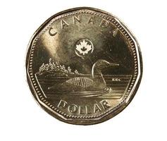 Ottawa, Canada, 13 april 2013, een gloednieuwe glanzende Canadese dollar uit 2012 foto