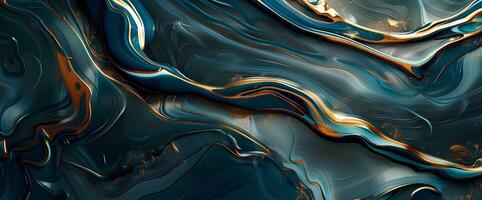 ai gegenereerd luxe blauw en goud marmeren abstract acryl achtergrond. het marmeren artwork textuur. agaat rimpeling patroon. goud poeder. foto
