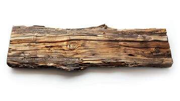 oud hout plank geïsoleerd Aan wit achtergrond opslaan paden voor ontwerp werk foto