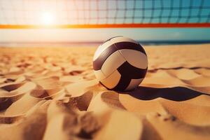 ai gegenereerd strand gevoel volleybal pret in de zon. gemaakt met generatief ai foto