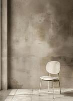 wit stoel in voorkant van grijs muur foto