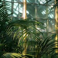palm boom in voorkant van een venster foto
