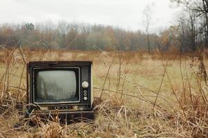 ai gegenereerd retro TV reeks in de veld- foto