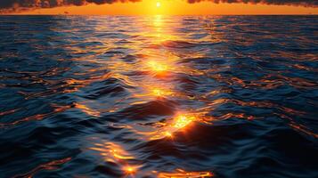 ai gegenereerd zon instelling over- oceaan foto