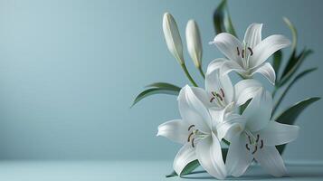 ai gegenereerd wit bloemen Aan tafel foto