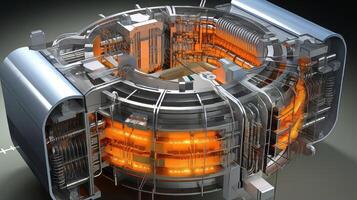 ai gegenereerd diagram van nucleair fusie reactor plasma beperking. generatief ai foto