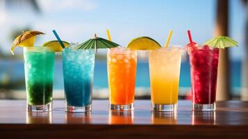 ai gegenereerd cocktails met levendig, tropisch kleuren. generatief ai foto