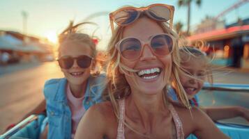 ai gegenereerd vrouw glimlacht wandelen promenade foto