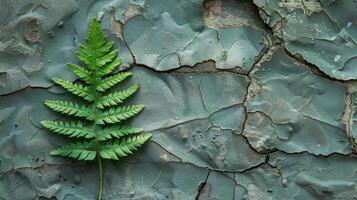 ai gegenereerd groen fabriek groeit van muur barst foto