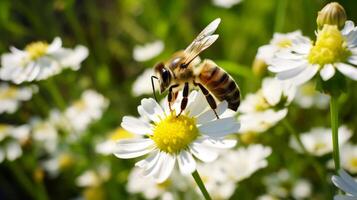 ai gegenereerd bij bestuiven wilde bloemen in natuurlijk. generatief ai foto