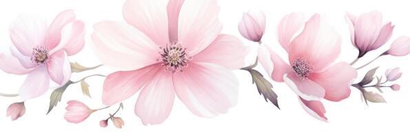 ai gegenereerd hand- getrokken waterverf schilderij van licht roze bloem boor foto