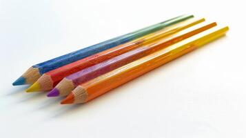 ai gegenereerd groep van gekleurde potloden geregeld samen foto