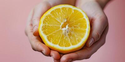 ai gegenereerd persoon Holding oranje fruit foto