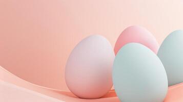 ai gegenereerd een minimalistische Pasen ei ontwerp met zacht pastel kleuren en kamer voor uw groeten foto