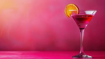 ai gegenereerd rood cocktail met plak van oranje foto