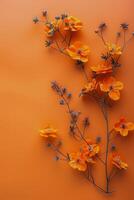 ai gegenereerd bundel van oranje bloemen Aan oranje achtergrond foto