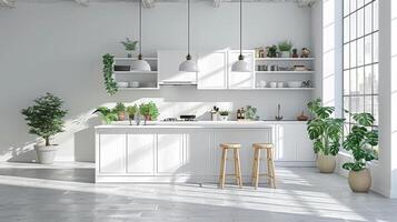 overvloedig planten in een modern keuken foto