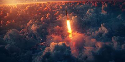 raket lancering in de lucht foto