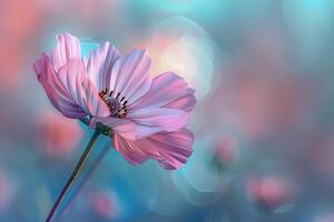 ai gegenereerd delicaat roze bloemen bloeien met een dromerig zachte focus achtergrond in pastel kleuren foto