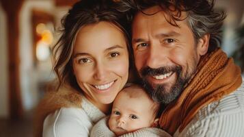 Mens en vrouw Holding een baby foto