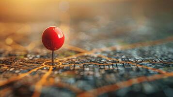 rood Duwen pin Aan kaart van Europa foto