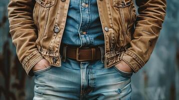 gewoontjes denim kleding met jasje en jeans foto