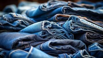 netjes gevouwen denim jeans stack foto