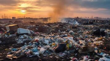 vuilnis dump boordevol met uitschot foto
