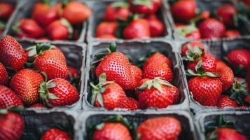 biologisch aardbeien Aan de markt. foto