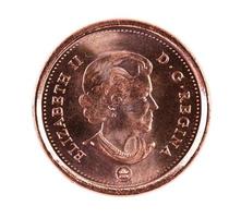 Ottawa, Canada, 13 april 2013, een gloednieuwe glanzende Canadese cent uit 2012 foto