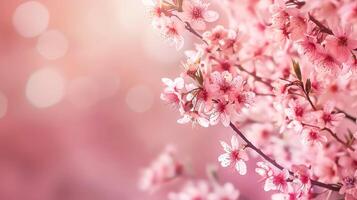 moeder dag achtergrond met kopiëren ruimte. Japans sakura bloeiend. Rechtsaf kant samenstelling foto