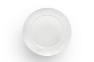 mooi serviesgoed bord gezien van bovenstaand Aan wit achtergrond foto