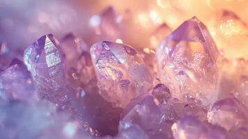 dichtbij omhoog van fantastisch gloeiend Kristallen. . foto
