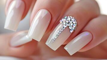 pale roze genageld hand- met strass accent. . foto