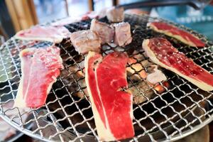 gebarbecued rundvlees of gegrild rundvlees Aan de vleeskuikens foto