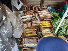 visie van werkzaamheid Bij traditioneel markt in soerakarta, Indonesië foto