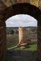 tsjersk, Polen - maart 24e, 2024 - visie Bij toren door de venster - Mazovië hertogen kasteel foto