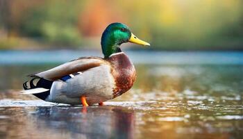 wilde eend eend Aan de water foto