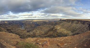 panoramisch afbeelding van de vis rivier- Ravijn in Namibië genomen van de bovenste rand van de zuiden kant foto