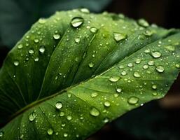 groen blad met waterdruppeltjes foto