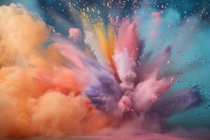 veelkleurig explosie van poeder in pastel kleuren foto