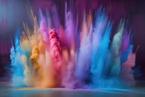 veelkleurig explosie van poeder in pastel kleuren foto