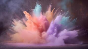 veelkleurig explosie van poeder in pastel kleuren foto