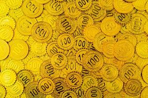 goud munten met hoog investering waarde, goud prijzen, goud aandelen, en goud bedrijf. foto