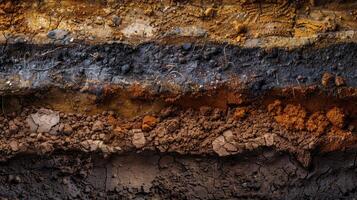 structuur lagen van aarde het formulier van bodem lagen haar kleur en texturen structuur lagen van aarde foto